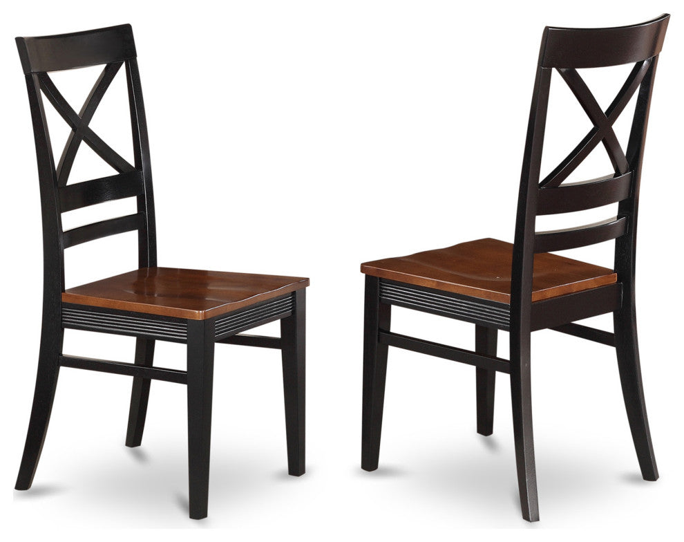 3 Pc Set, Round Dinette Table And 2 Leather Kitchen Chairs In Black And Cherry