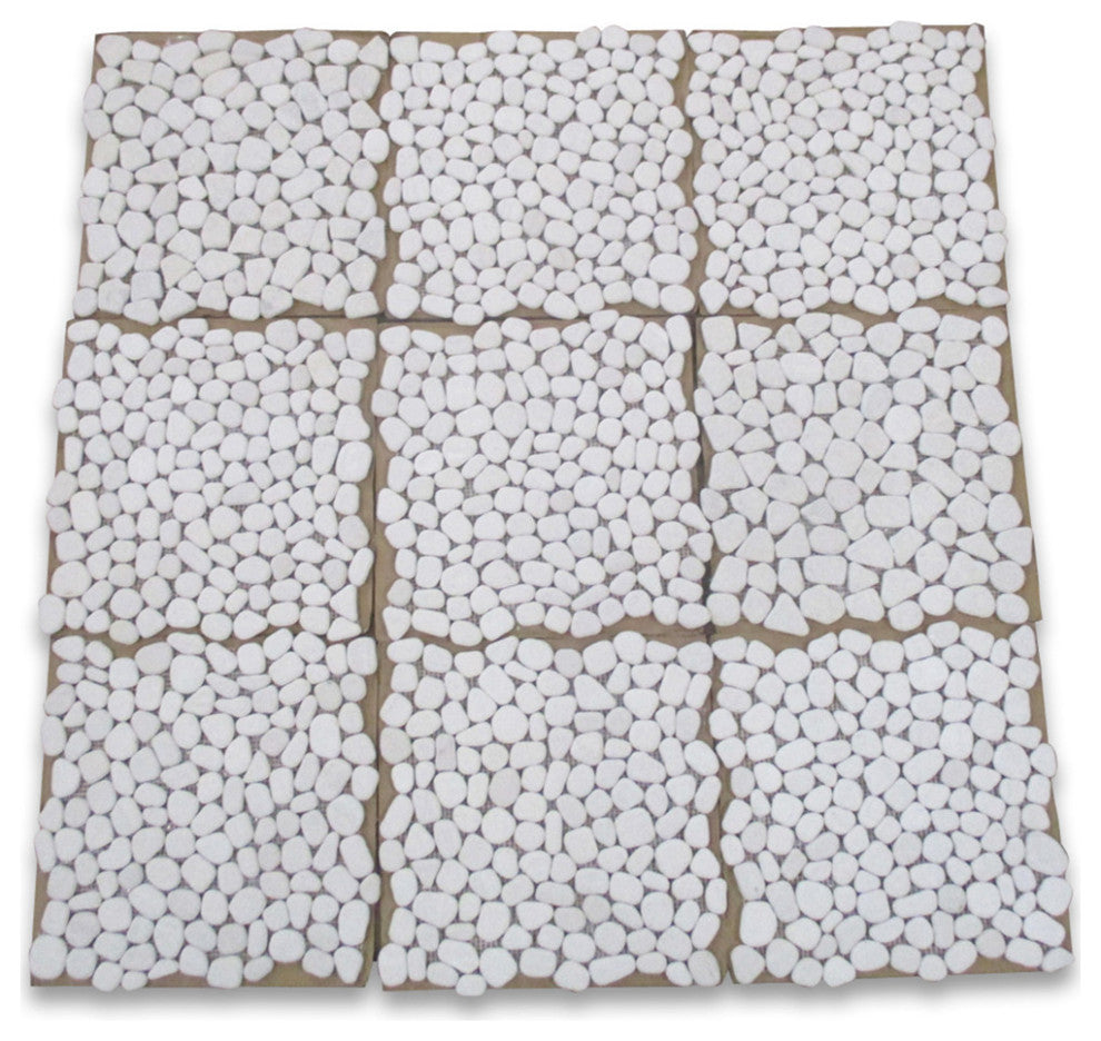 Tumbled Limestone Pebble Golden Beach Moleanos Beige NonSlip Tile, 1 sheet