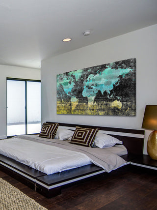 "Aqua Midnight" Fine Art Canvas Print, 36"x18"