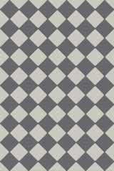 Joli Sol Checkers Slate and Light Gray Vinyl Mat, 48x72 Rectangle