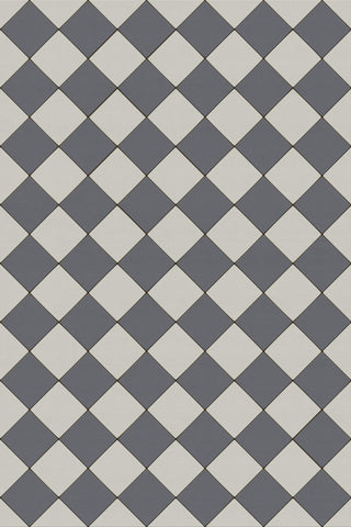 Joli Sol Checkers Slate and Light Gray Vinyl Mat, 48x72 Rectangle