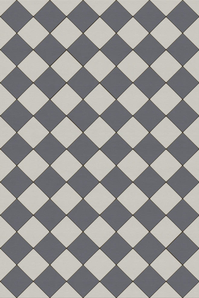 Joli Sol Checkers Slate and Light Gray Vinyl Mat, 48x72 Rectangle