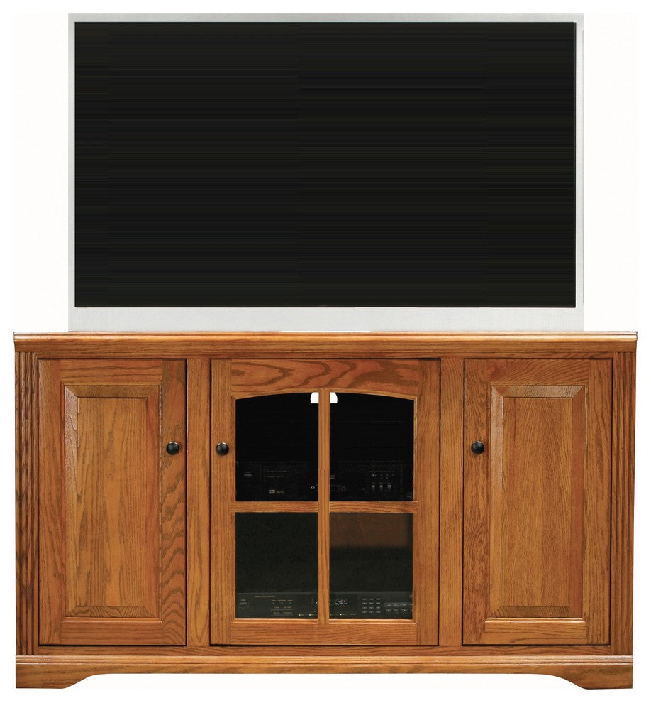 Oak Ridge Thin 55" Tall Corner Entertainment Console, Iron Ore Oak