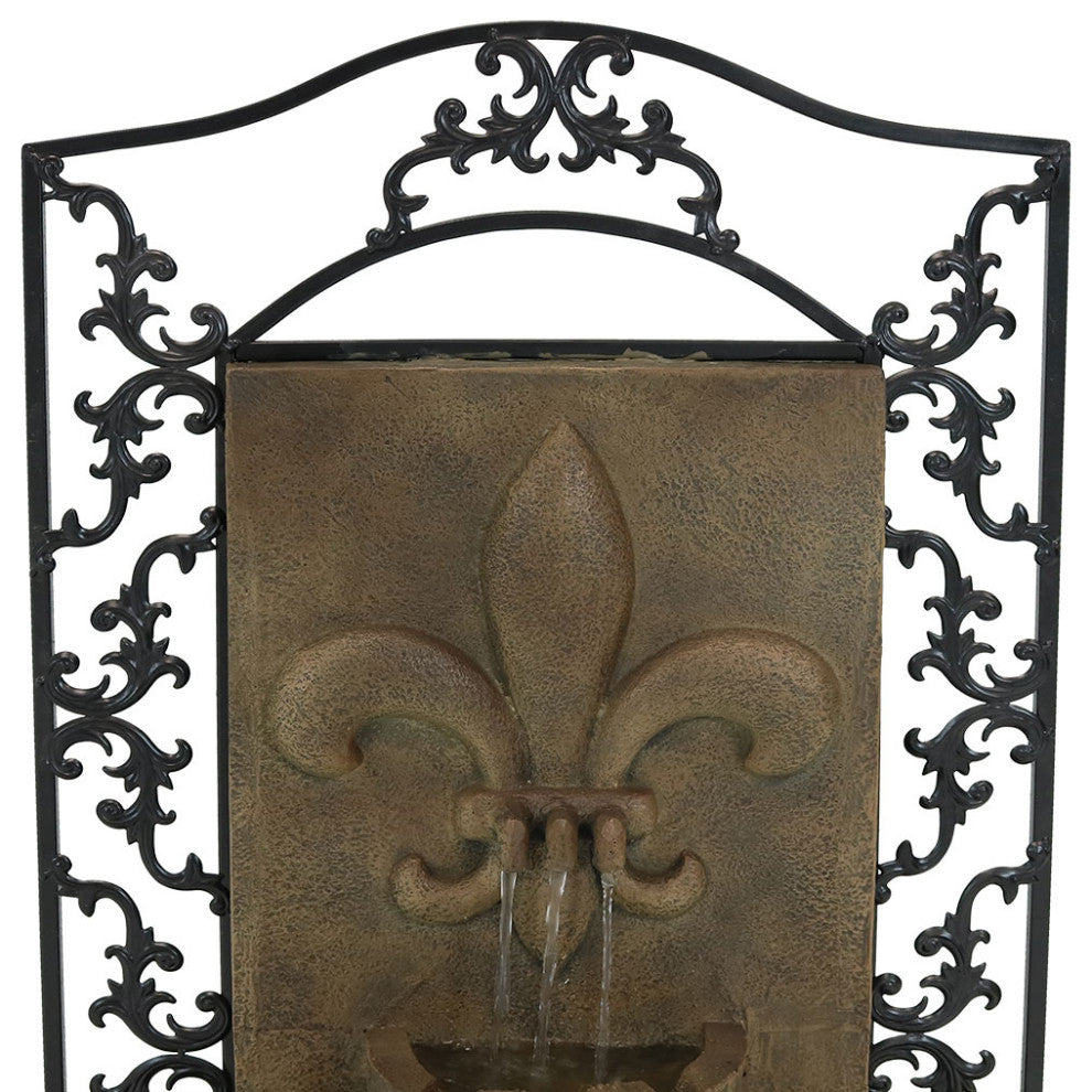 Sunnydaze French Lily Electric Outdoor Wall Fountain, Florentine Stone