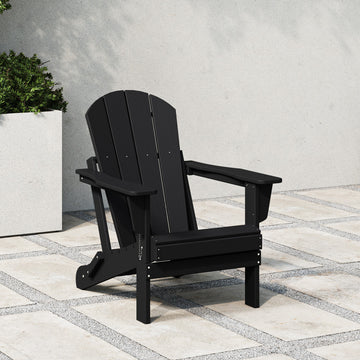 HDPE Outdoor Patio Folding Poly Adirondack Chair, Black