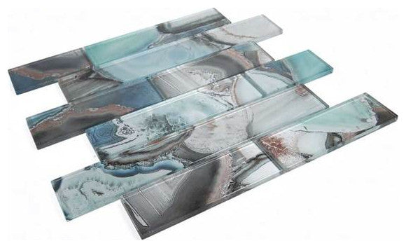 Mosaic Linear Glass Tiles, Shell Green