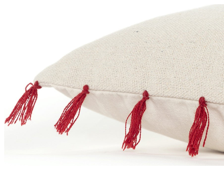 Beige Red Holiday Whimsical Throw Pillow