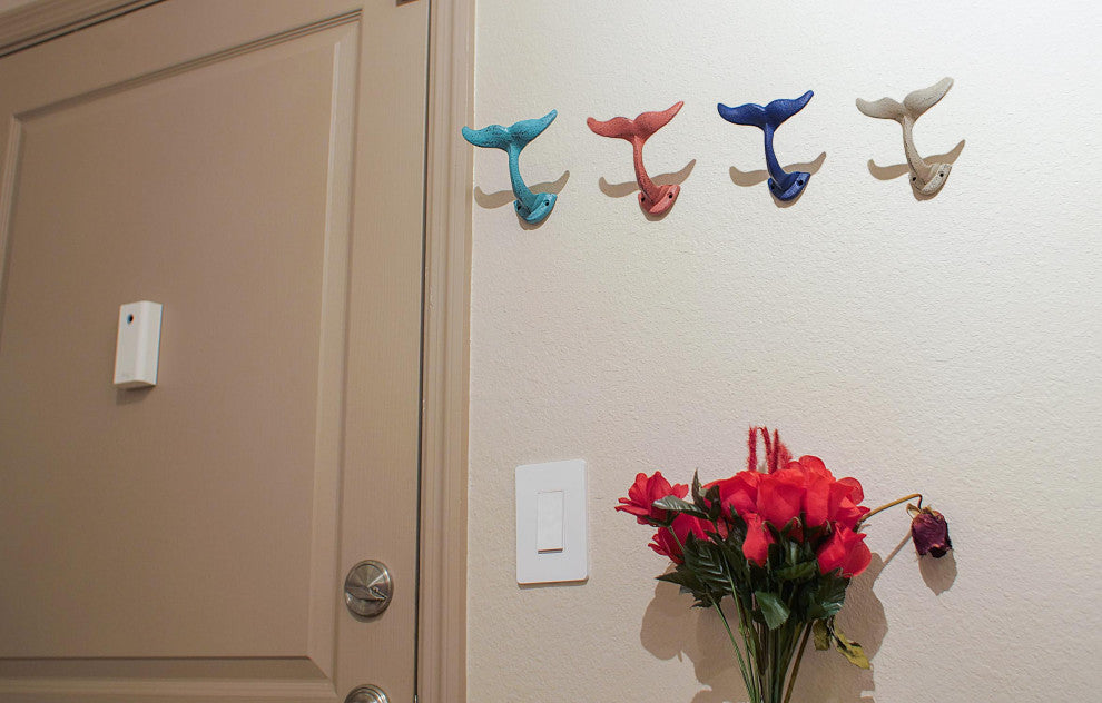 4 Cast Iron Whale Tail Wall Hooks or Coat Hanging Beach House Coastal DÃ©cor
