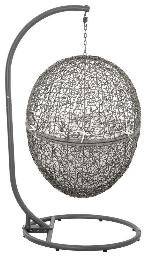 Encase Outdoor Patio Rattan Swing Chair - Gray White