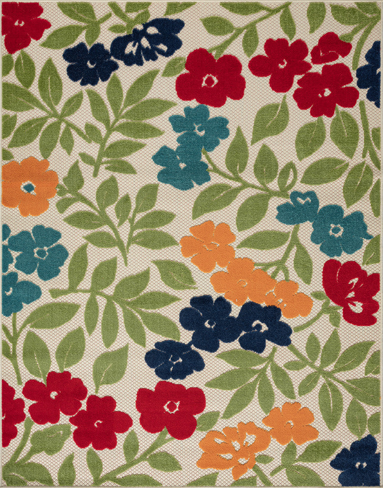 Ostro Modern Floral Area Rug, Multi-Color, 5'3" X 7'3"