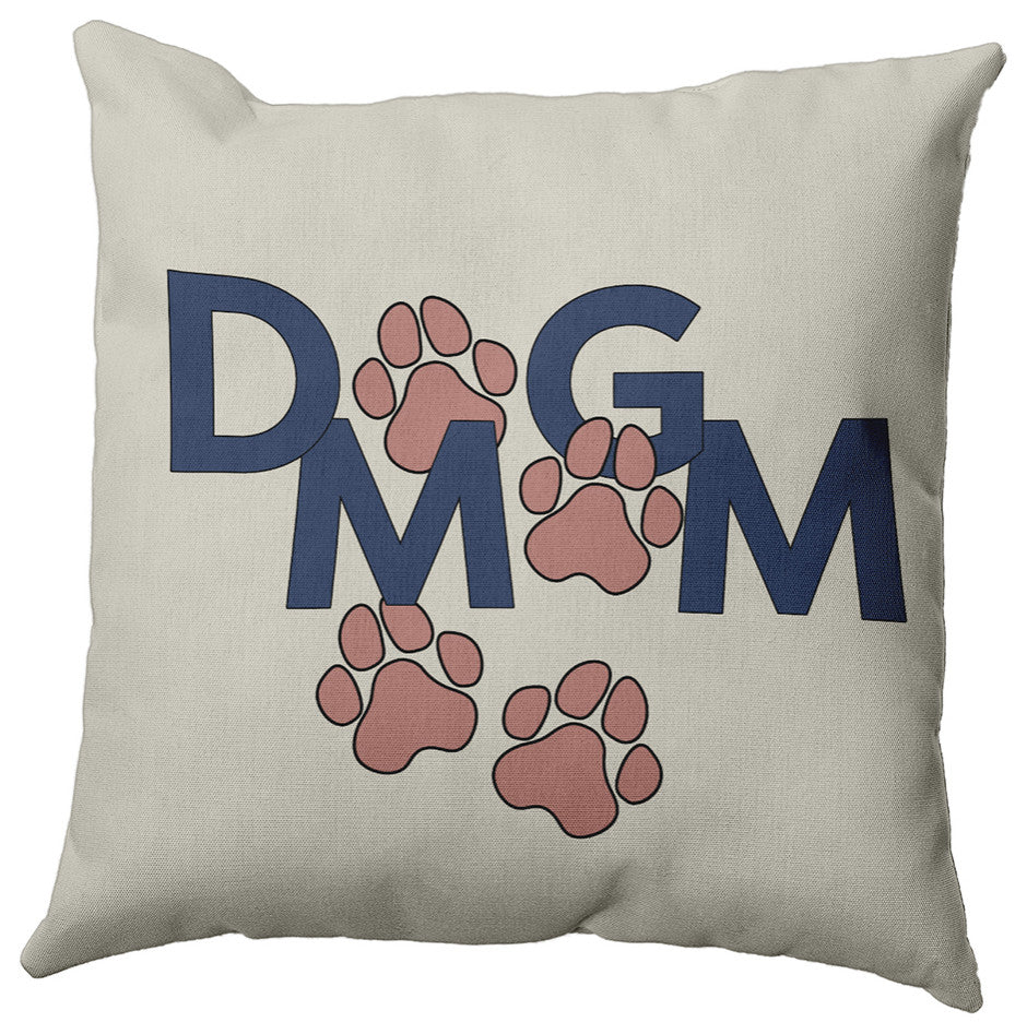 Dog Mom Polyester Indoor Pillow, Mauve, 18"x18"