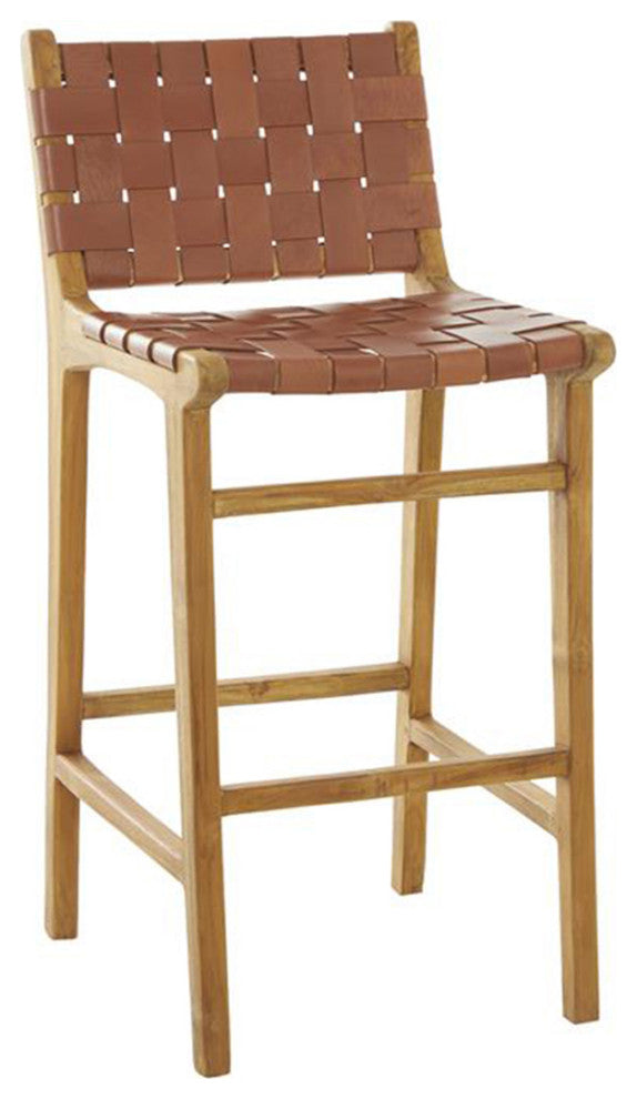 Urban Designs Handmade London 29-Inch Genuine Leather Bar Stool - Black, Brown