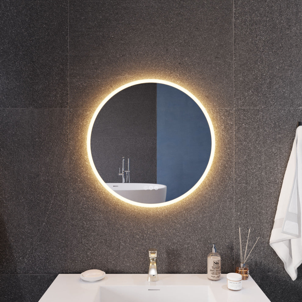 ANZZI 24" Diam. LED Front/Back Lighting Bathroom Mirror With Defogger