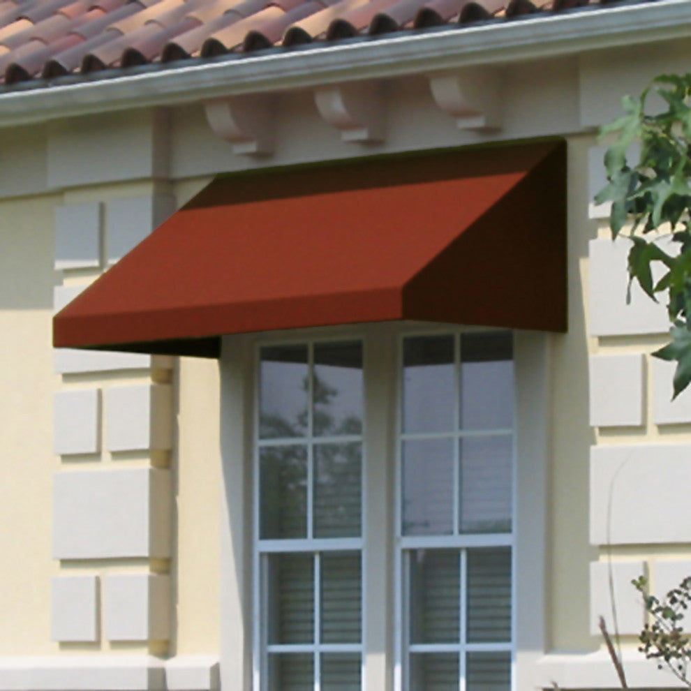 Awntech 4' New Yorker Acrylic Fabric Fixed Awning, Terracotta