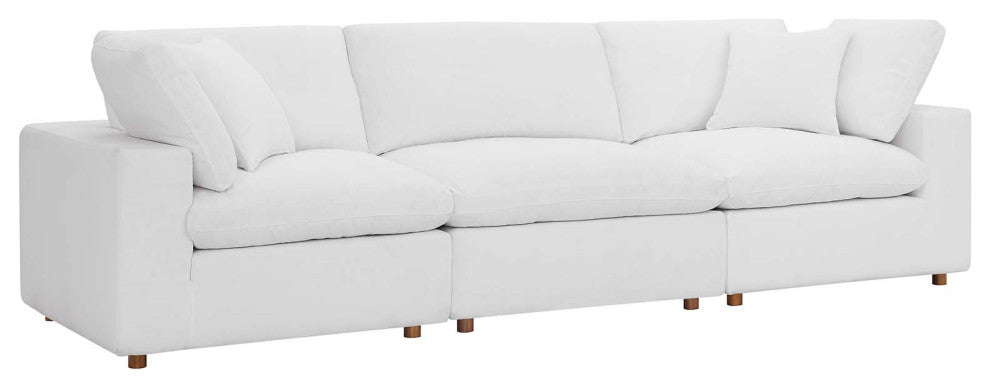 Commix Down Filled Overstuffed 3-Piece Sectional Sofa Set, Pure White