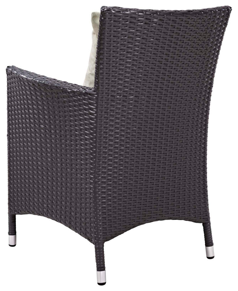 Modern Outdoor Patio Coffee Fire Pit Table and Chair Set, Fabric Rattan, Beige