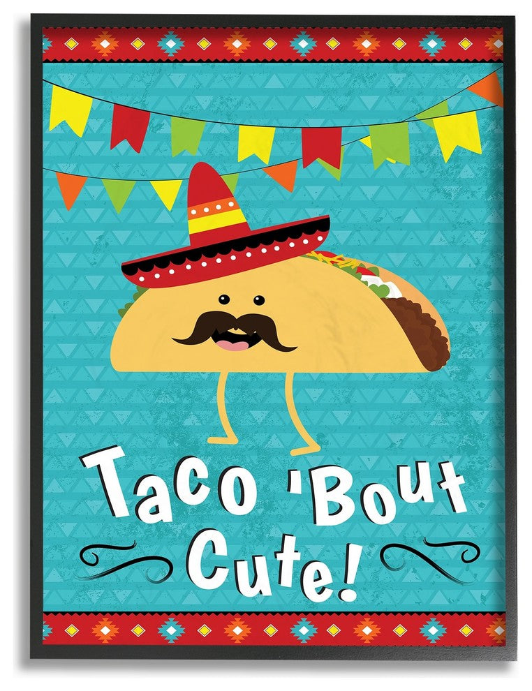 The Kids Room Taco Bout Cute Cartoon With Mustache Framed Giclee Art, 16"x20"