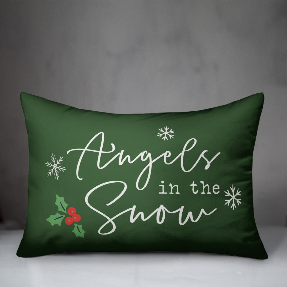 Green Angels, The Snow 20x14 Spun Poly Pillow