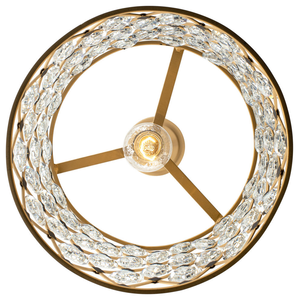 Windsor 1-Lt Crystal Pendant - French Gold/Matte Black