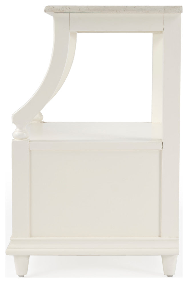 Mabel Genuine Marble and Wood 1-Drawer Nightstand, White