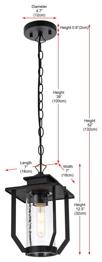 Home Living 7" Outdoor Pendant, Black