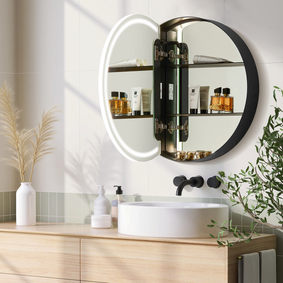 Radiant Frameless Surface-Mount LED Lighted Bathroom Medicine Cabinet, 24"