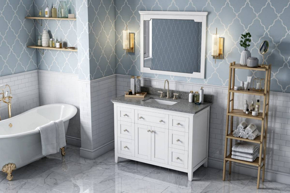 Chatham Traditional 48" White Single Sink Vanity, Boulder Cultured Marble Vanity