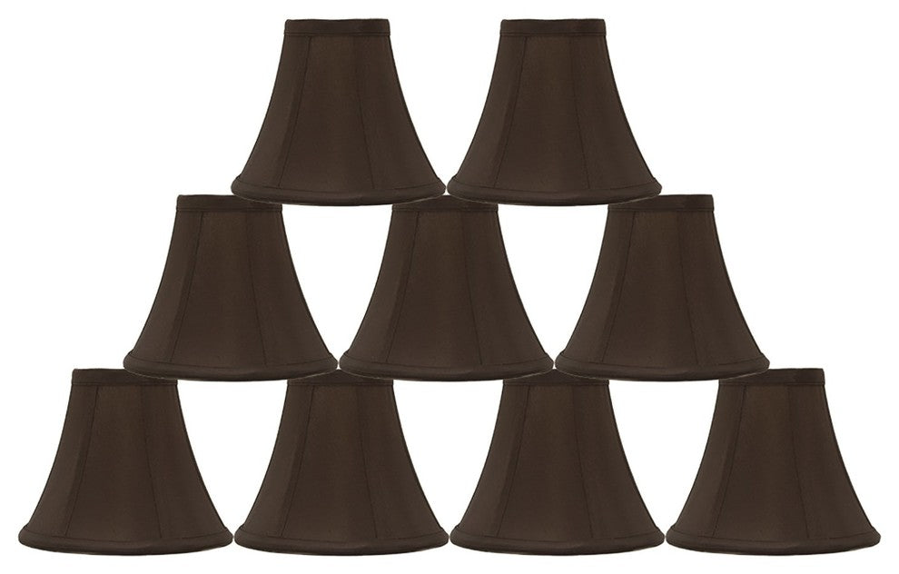 Silk Bell Chandelier Lamp Shade, 3x6x5", Chocolate, Set of 9