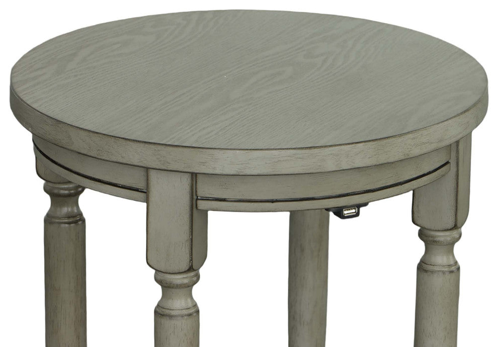 Ella Side Table With USB Port, Ash Gray