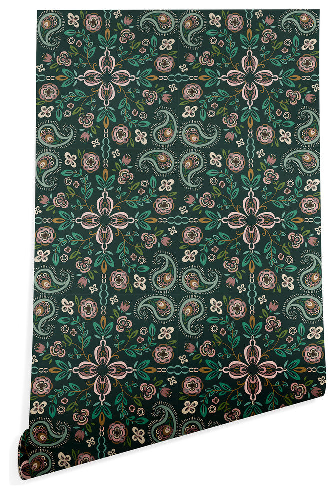 Deny Designs Pimlada Phuapradit Emerald maze Wallpaper, Green, 2'x4'