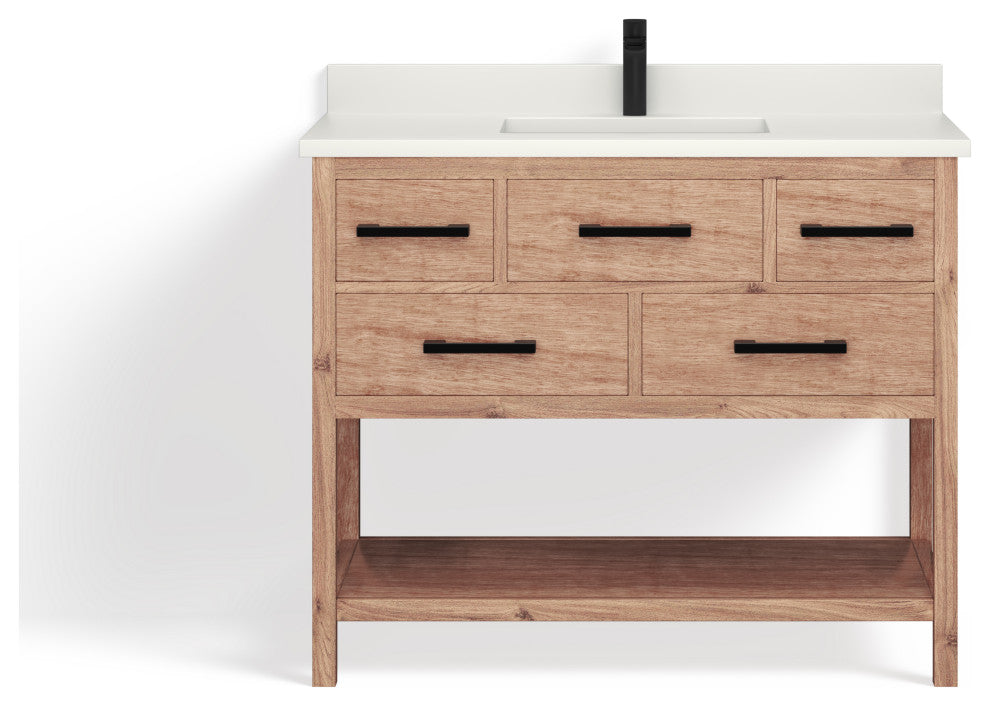 Adal Bath Vanity, Weathered Brown, 42", Single Sink, Freestanding