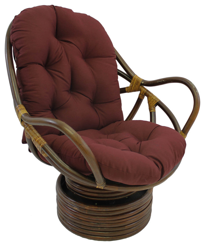 48-inch by 24-inch Solid Twill Swivel Rocker Cushion - Burgundy