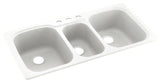 Swan 44x22x9 Solid Surface Kitchen Sink, 3-Hole, White