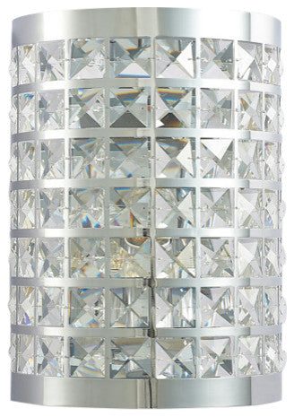 Rene Metal and Crystal Sconce Lights, Chrome and Clear