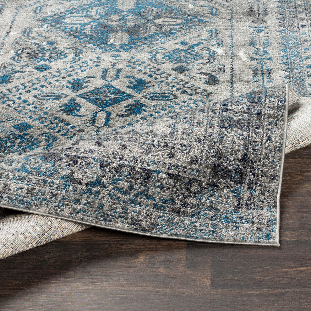 Monte Carlo Updated Traditional Light Gray, Charcoal Area Rug, 7'10"x10'3"