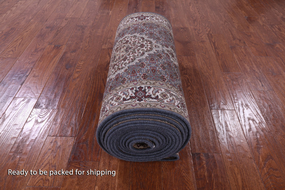 2' 7" X 25' 8" Hand Knotted Wool and Silk Persian Tabriz Runner Rug Q8947