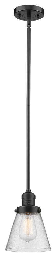 1-Light Small Cone 6" Pendant, Oil Rubbed Bronze, Glass: Seedy