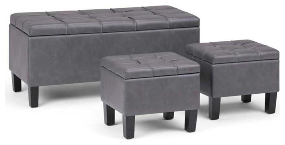 Dover 3 piece Storage Ottoman Bench