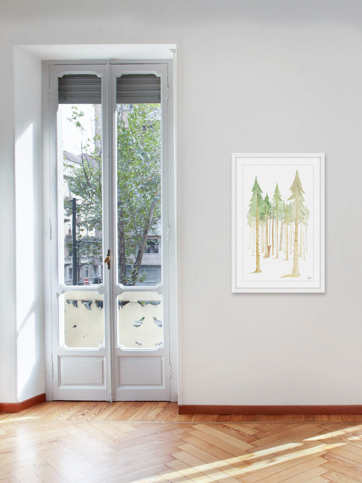 "Cat in the Forest" Framed Painting Print, 12"x18"