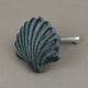 Set of 6 Blue Cast Iron Scallop Sea Shell Drawer Pulls Nautical Cabinet Knobs