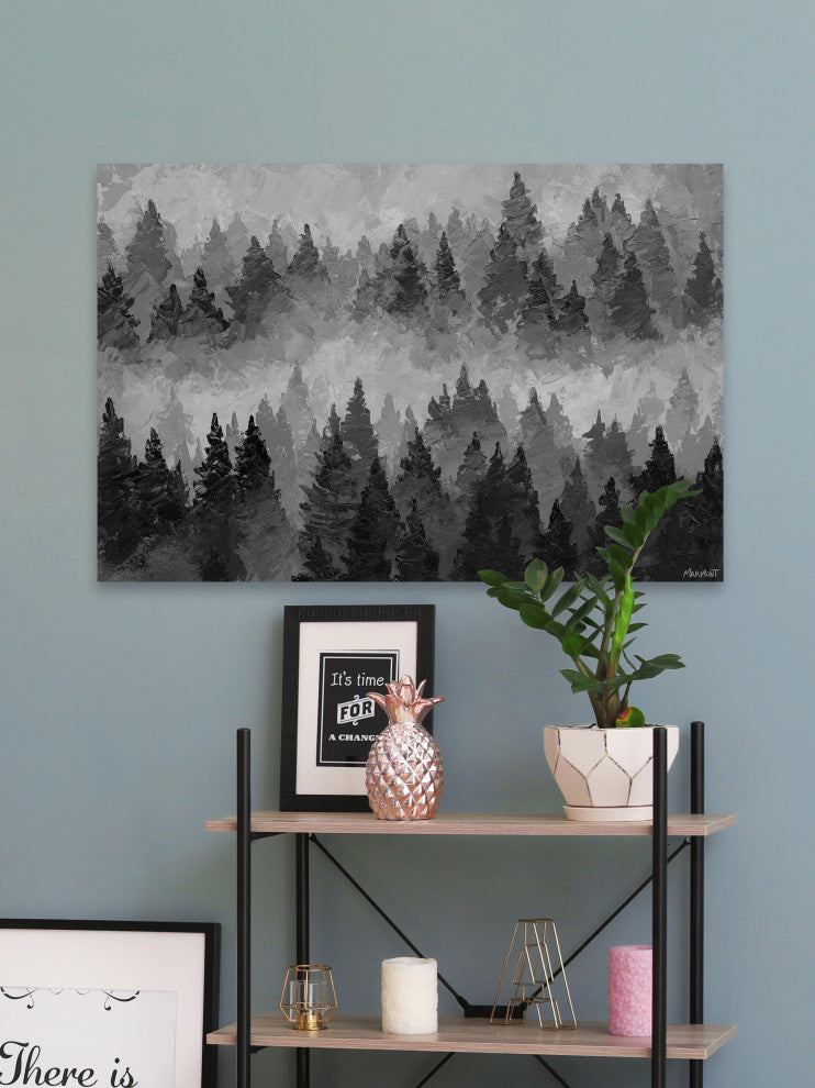 "Pine Forests" Painting Print on Wrapped Canvas, 18x12