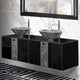 Luxury Crystal Double Vanity 63", Black, Dounle Sink, Wall-mounted