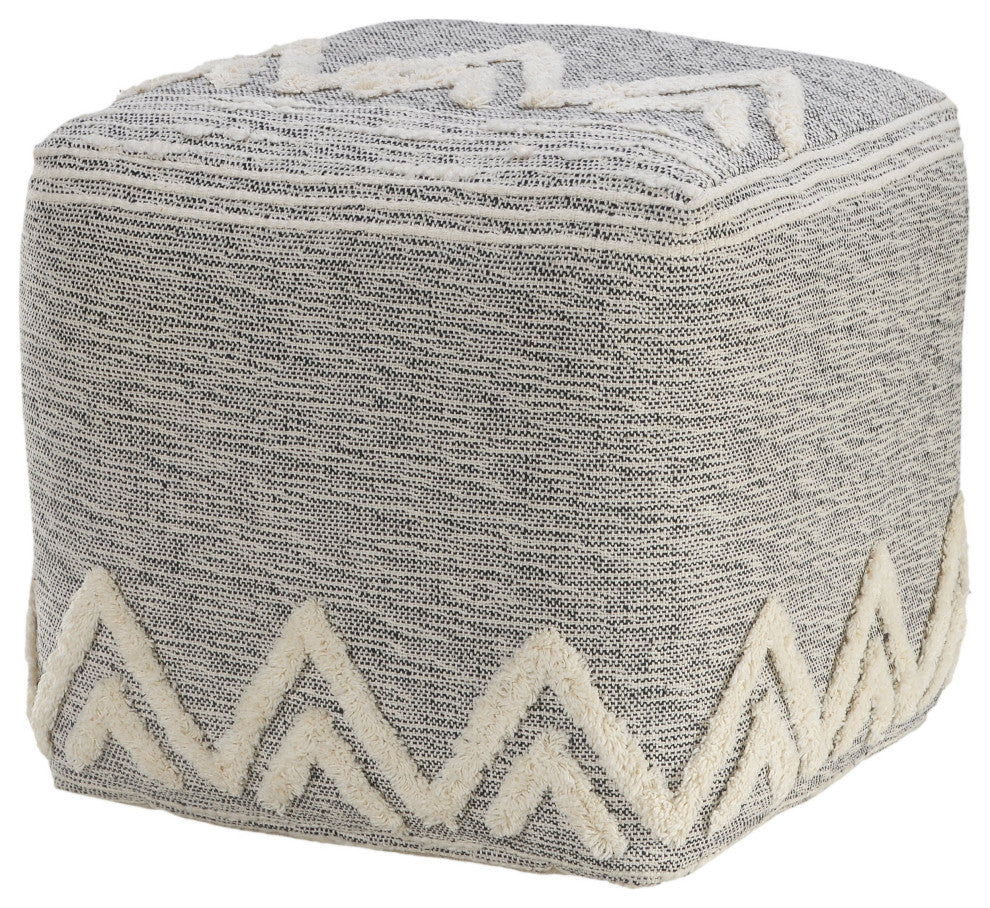 Modern Tufted Geometric Peaks Pouf