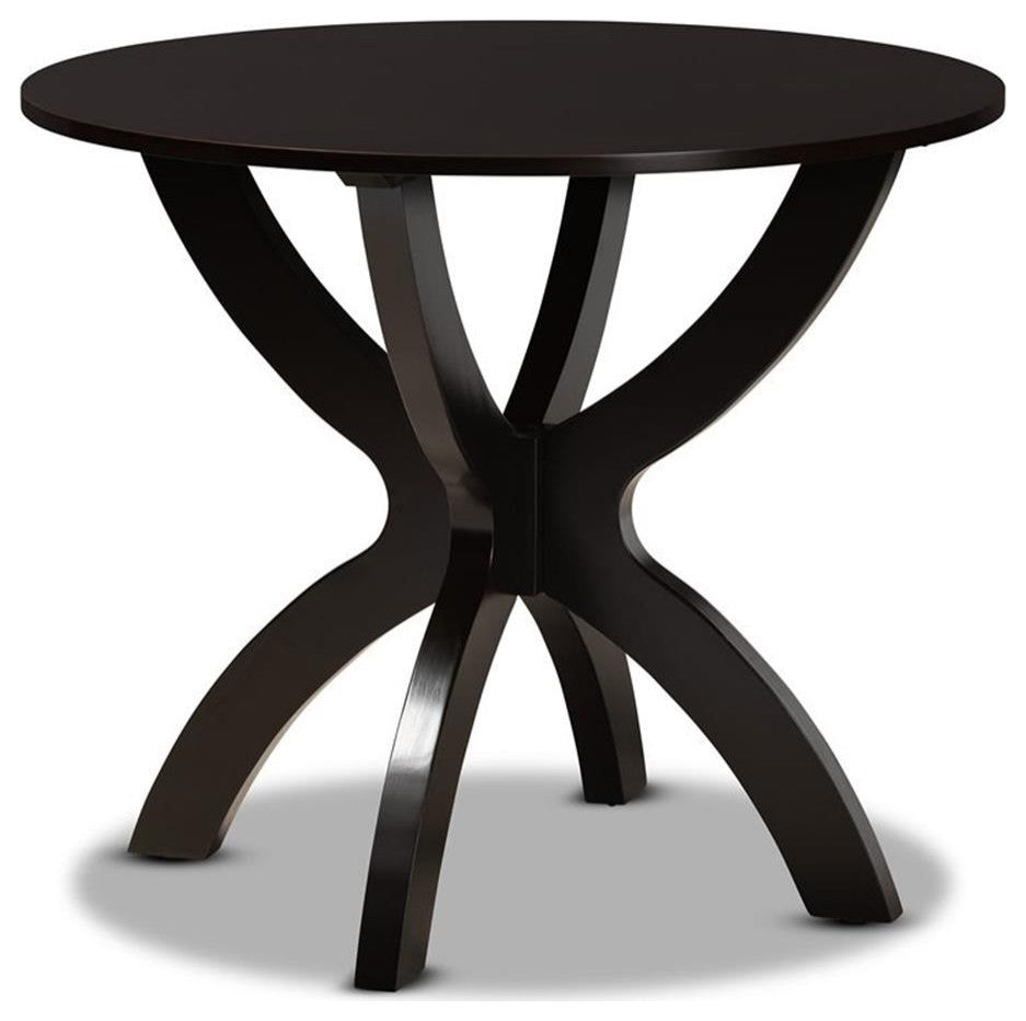Modern and Contemporary Dark Brown Finished 35-Inch-Wide Round Wood Dining Table