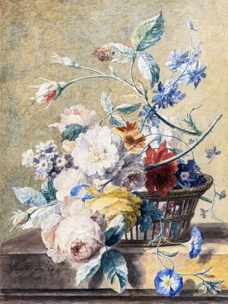 Tile Mural, Beautiful Roses and Other Flowers By Jan Van Huysum Ceramic, Glossy