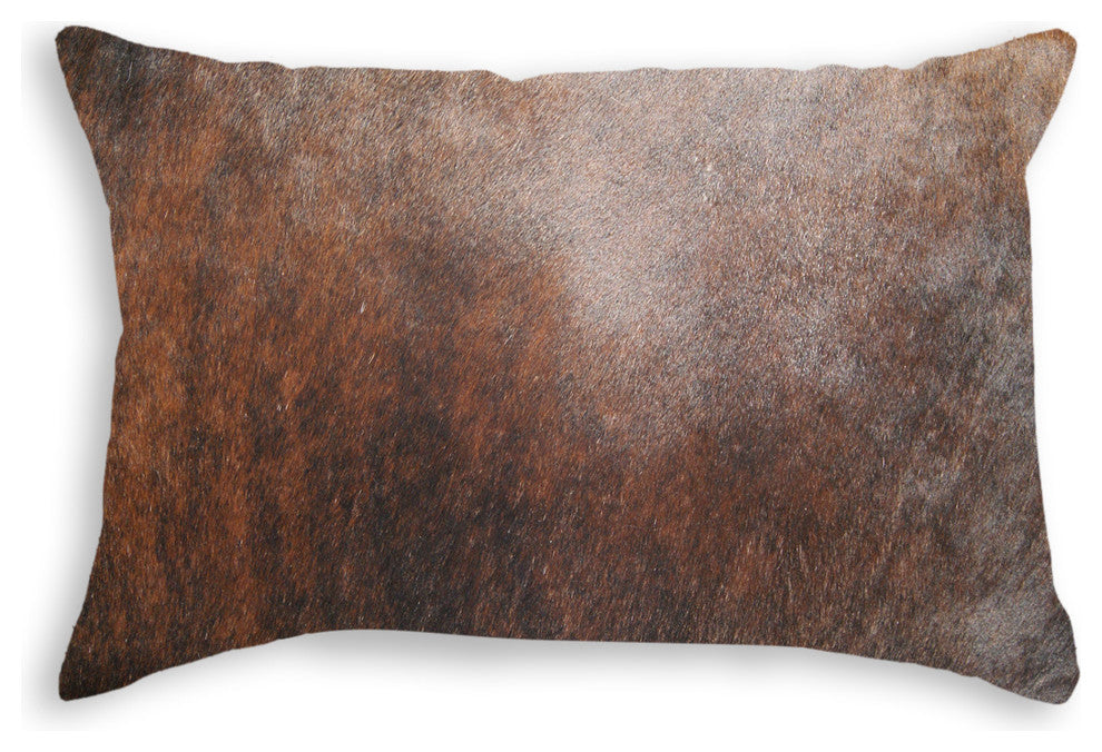 Natural Torino Cowhide Pillow 12"x20", Chocolate