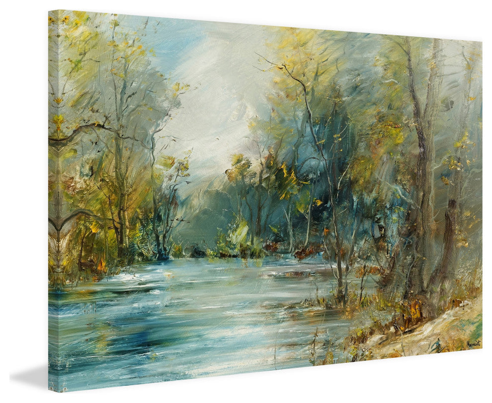 "Flowing River" Painting Print on Wrapped Canvas, 24x16
