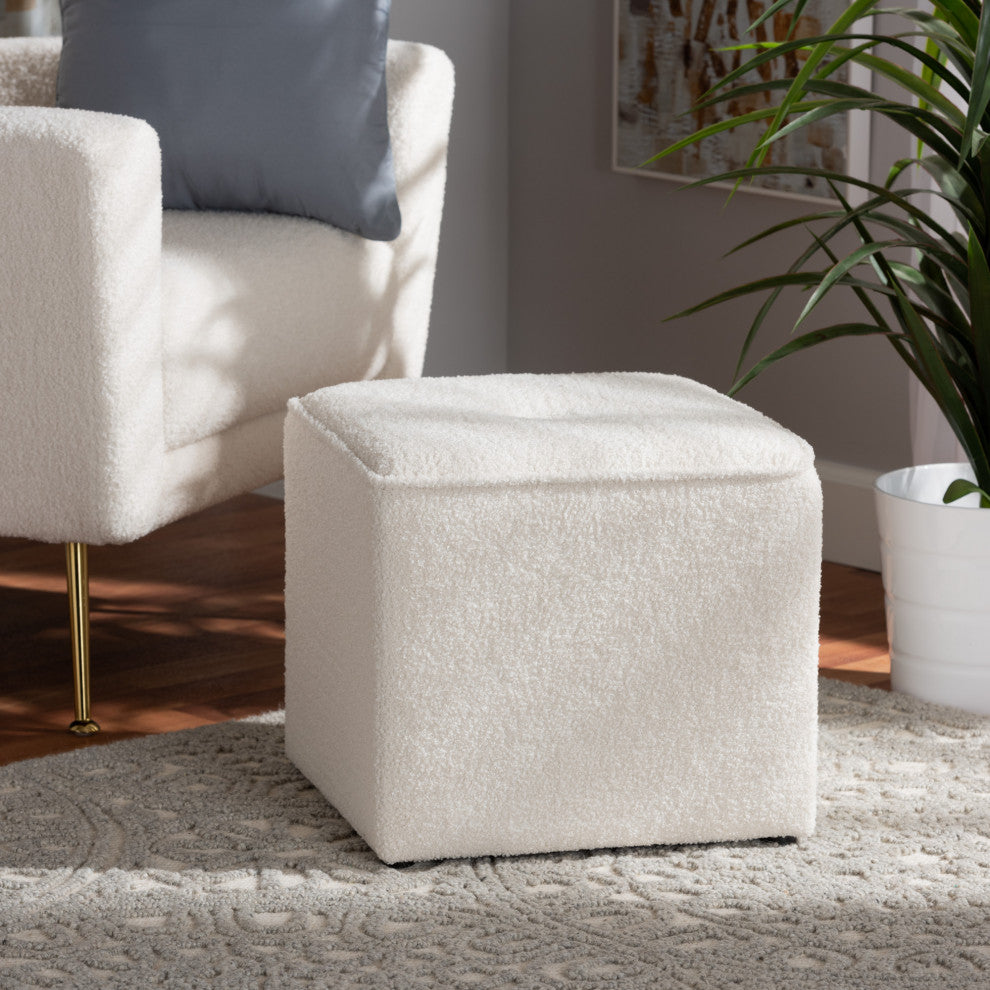 Orla Ivory Boucle Ottoman