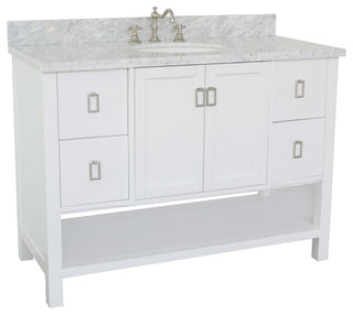 49" Single Vanity, White Finish With White Carrara Top
