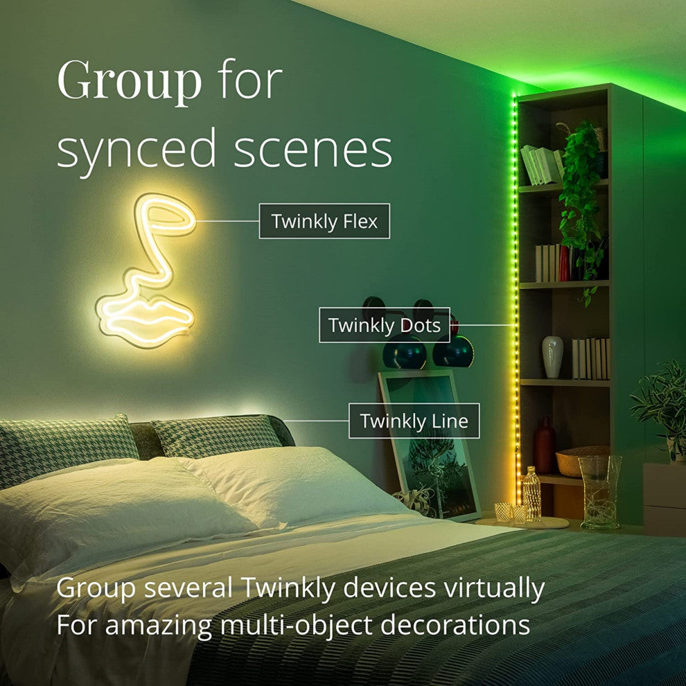 Twinkly Dots Indoor Smart Light String 60 RGB LEDs, Black Wire, Light Decor, 10'
